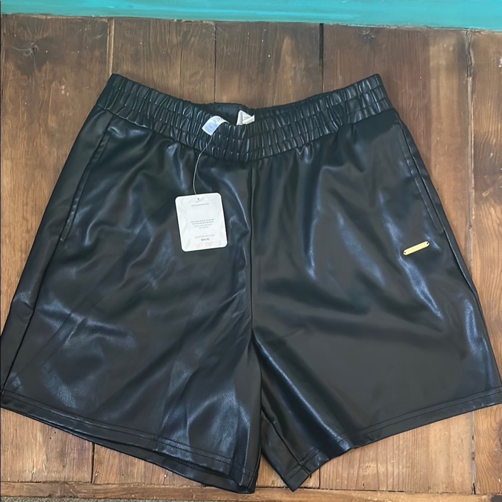 Black Faux Leather Shorts